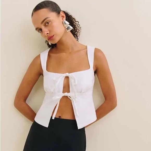 NWT Reformation Azalea linen top size 12 white - Picture 4 of 7